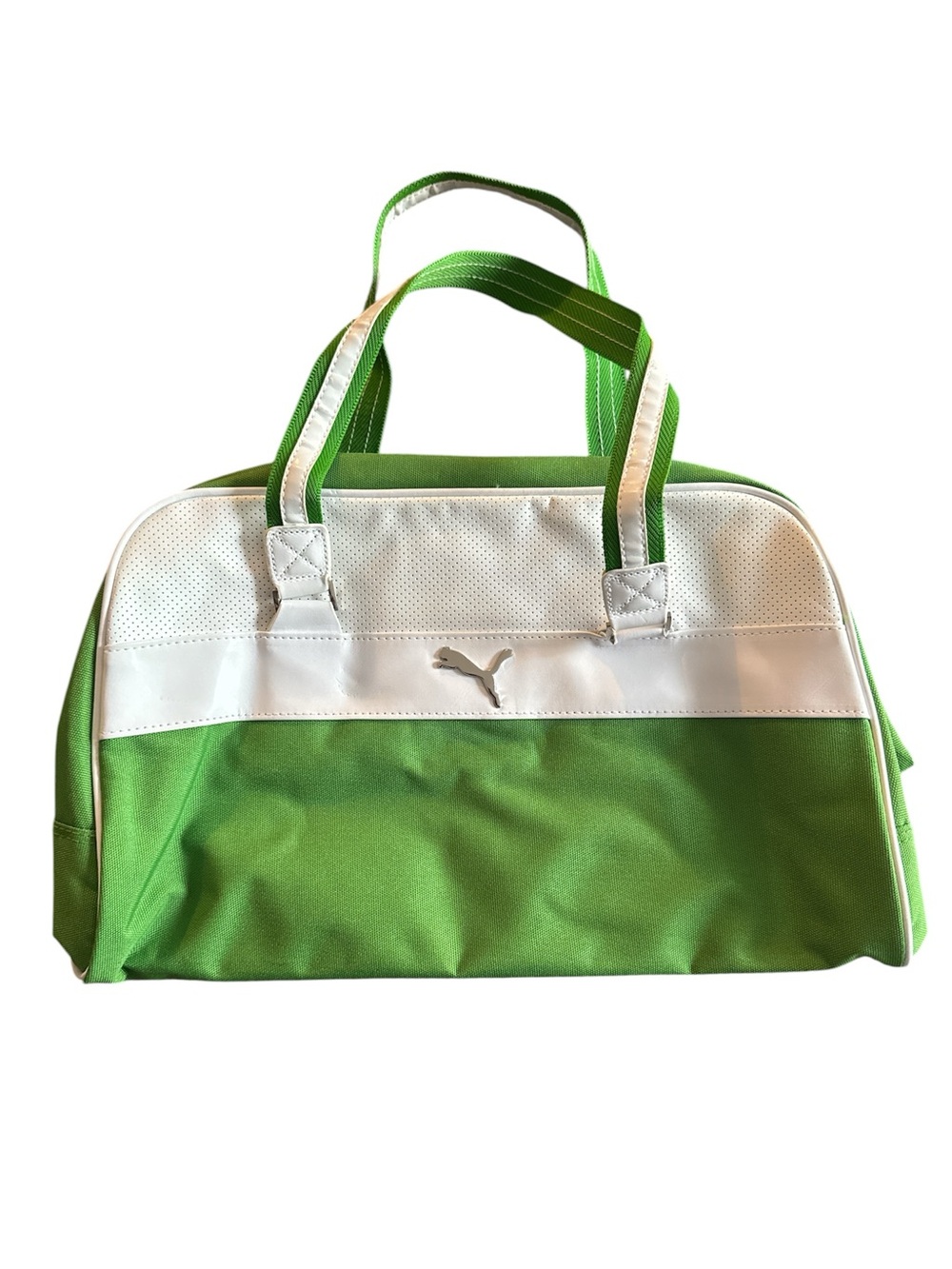 Vintage/Y2K Puma Green and White Travel Duffel Bag